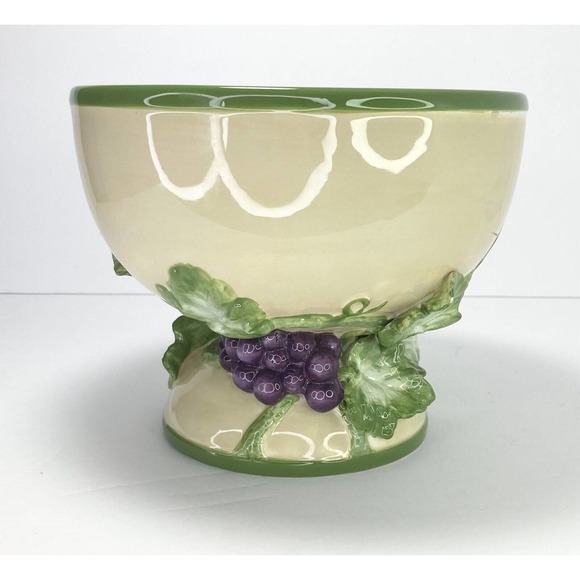 Dept. 56 A Time To Celebrate, Ceramic Glazed Grape Open Compote Bowl 7 3/4” RARE - Picture 2 of 7